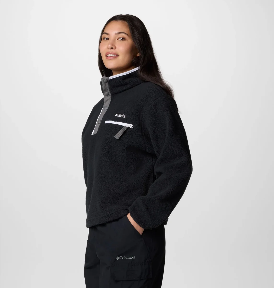 Forro polar sherpa corto con cierre medio Helvetia™ II para mujer Color: Black - Imagen 3