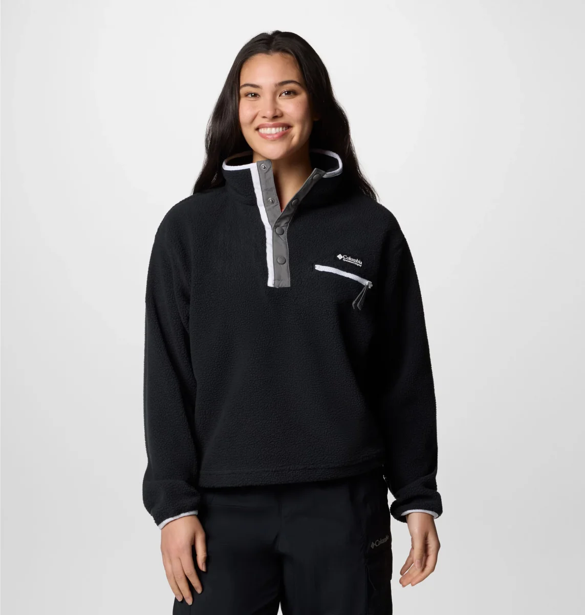 Forro polar sherpa corto con cierre medio Helvetia™ II para mujer Color: Black