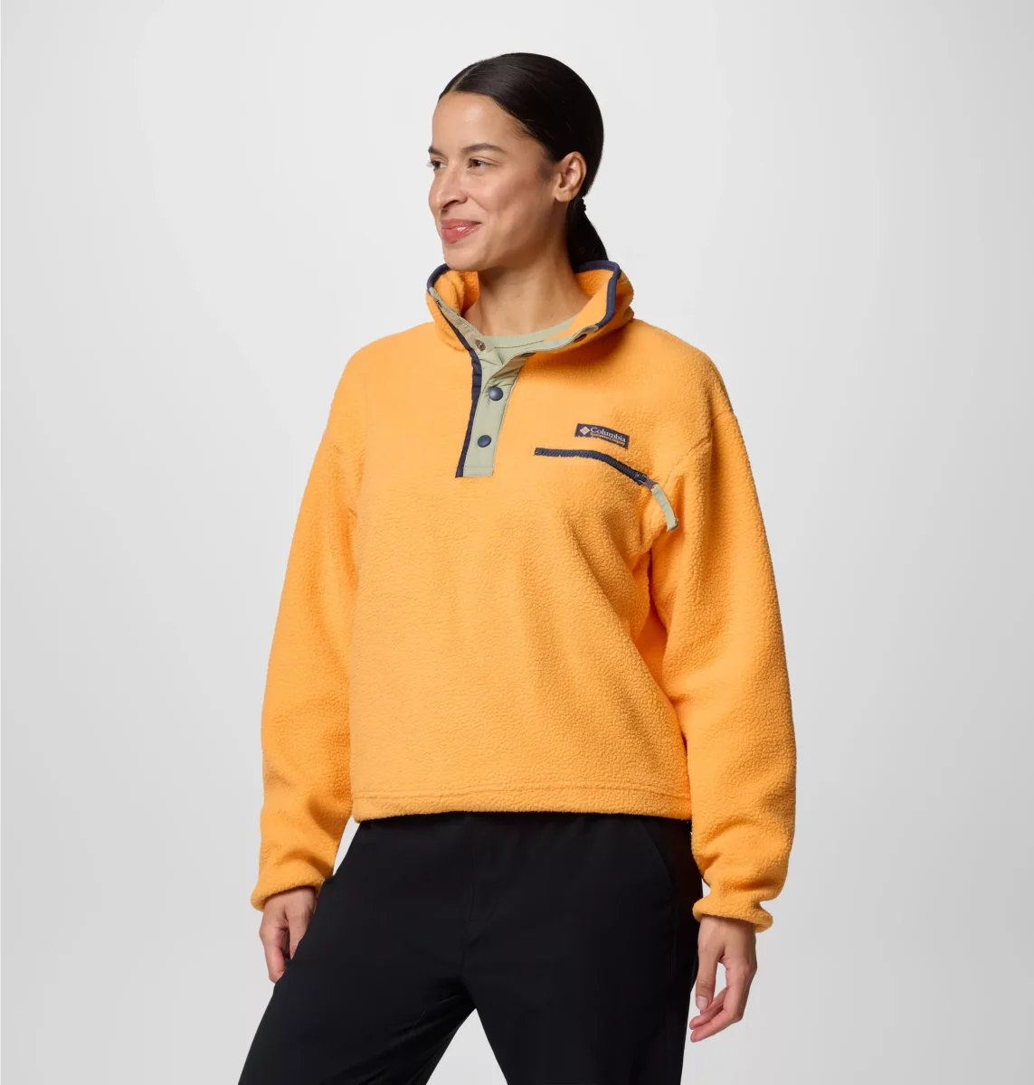 Forro polar sherpa corto con cierre medio Helvetia™ II para mujer Color: Summer Orange - Imagen 3