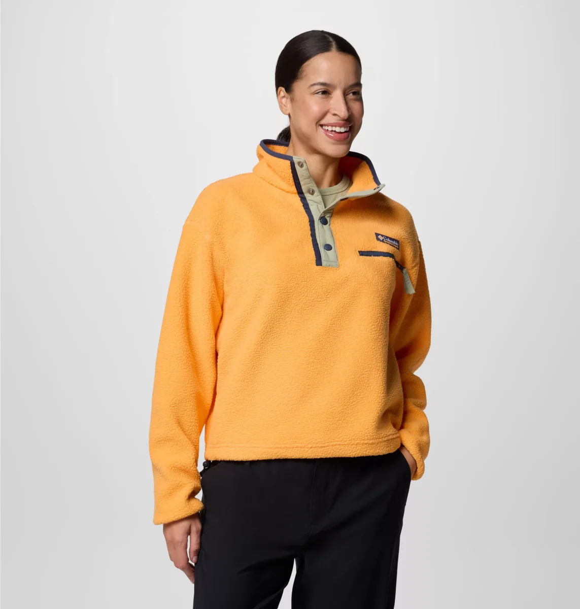 Forro polar sherpa corto con cierre medio Helvetia™ II para mujer Color: Summer Orange