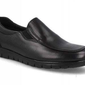 Zapato de piel para hombre modelo 2480 con elásticos laterales en color negro
