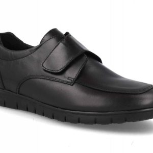 Zapato de piel para hombre modelo 2485 con cierre de velcro en color negro