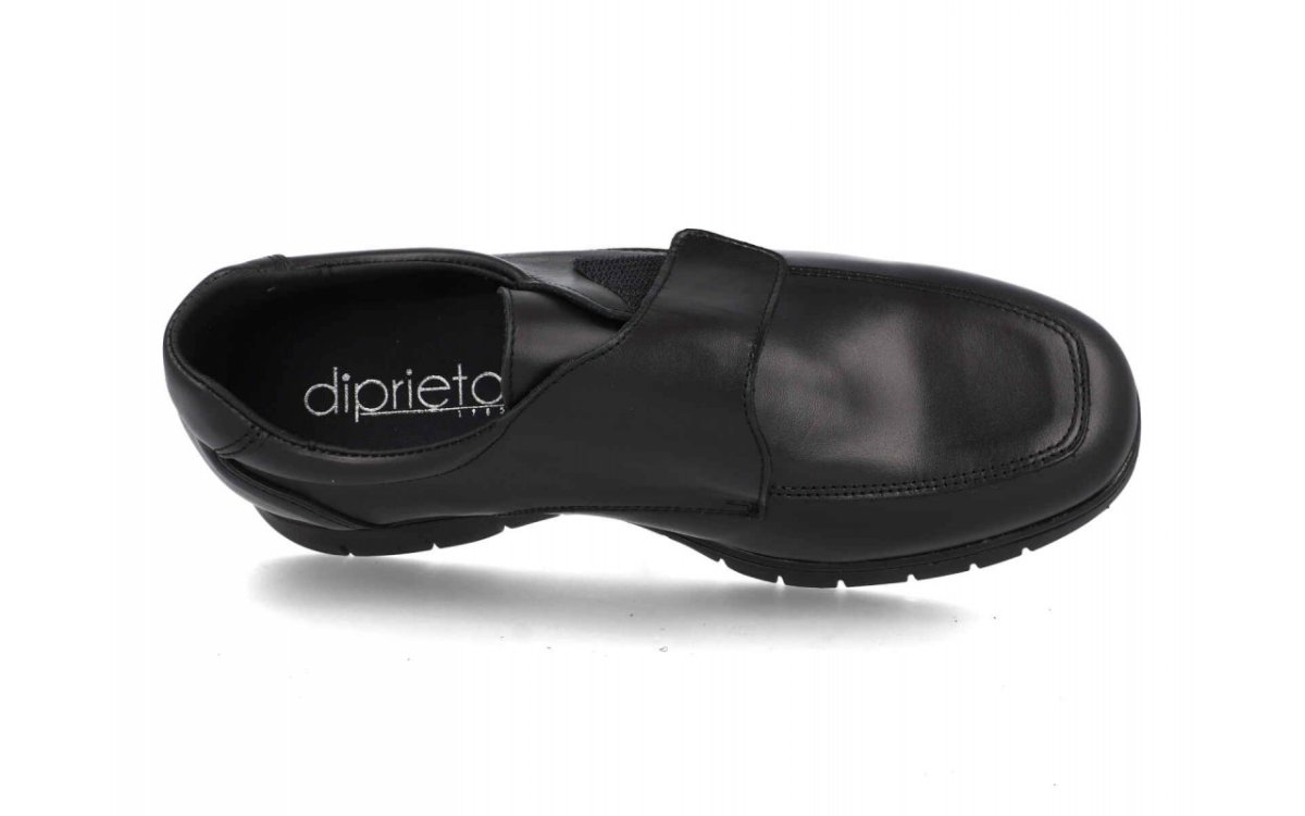 Zapato de piel para hombre modelo 2485 con cierre de velcro en color negro - Imagen 4