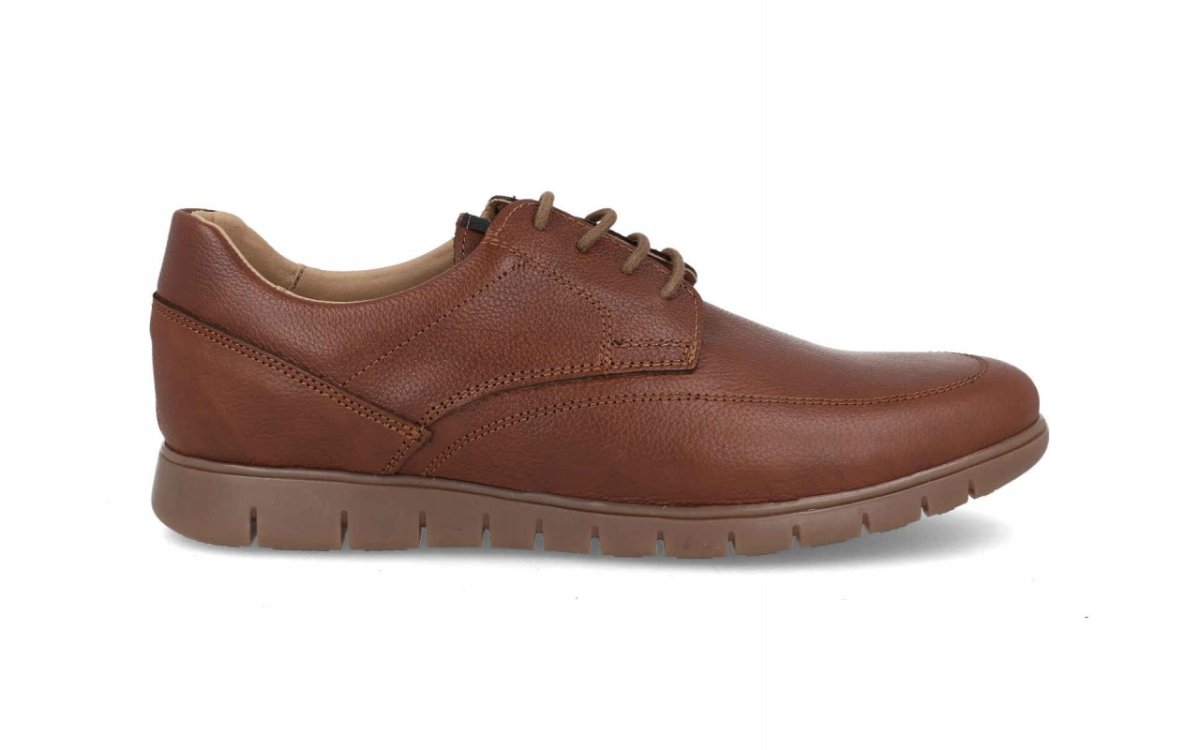 Zapato de piel para hombre modelo 2492 con cordones en colores negro y cuero - Imagen 6
