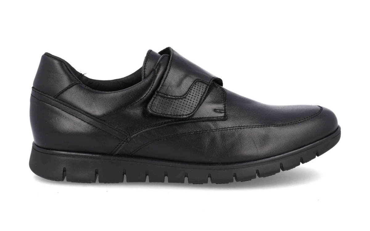 Zapato de piel para hombre modelo 2494 con doble cierre de velcro en color negro - Imagen 5