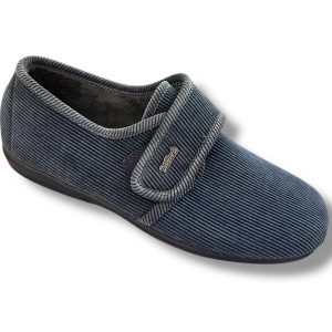29032 Zapatilla para casa de caballero en suapel color azul con velcro y forro borreguillo, plantilla plumaflex.