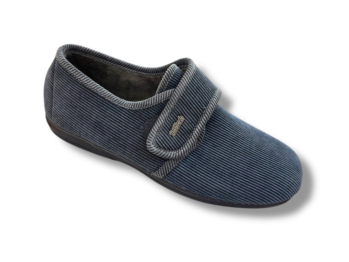 29032 Zapatilla para casa de caballero en suapel color azul con velcro y forro borreguillo, plantilla plumaflex. - Imagen 3