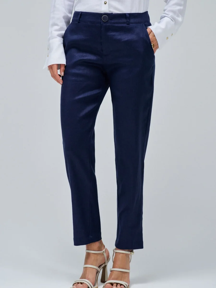 PANTALÓN CHINO DE LINO AZUL MARINO - Imagen 3