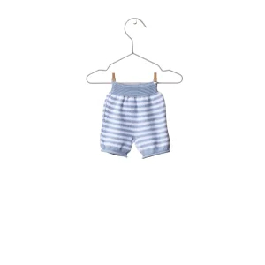 Pantalón corto tricot de rayas celeste- WEDOBLE