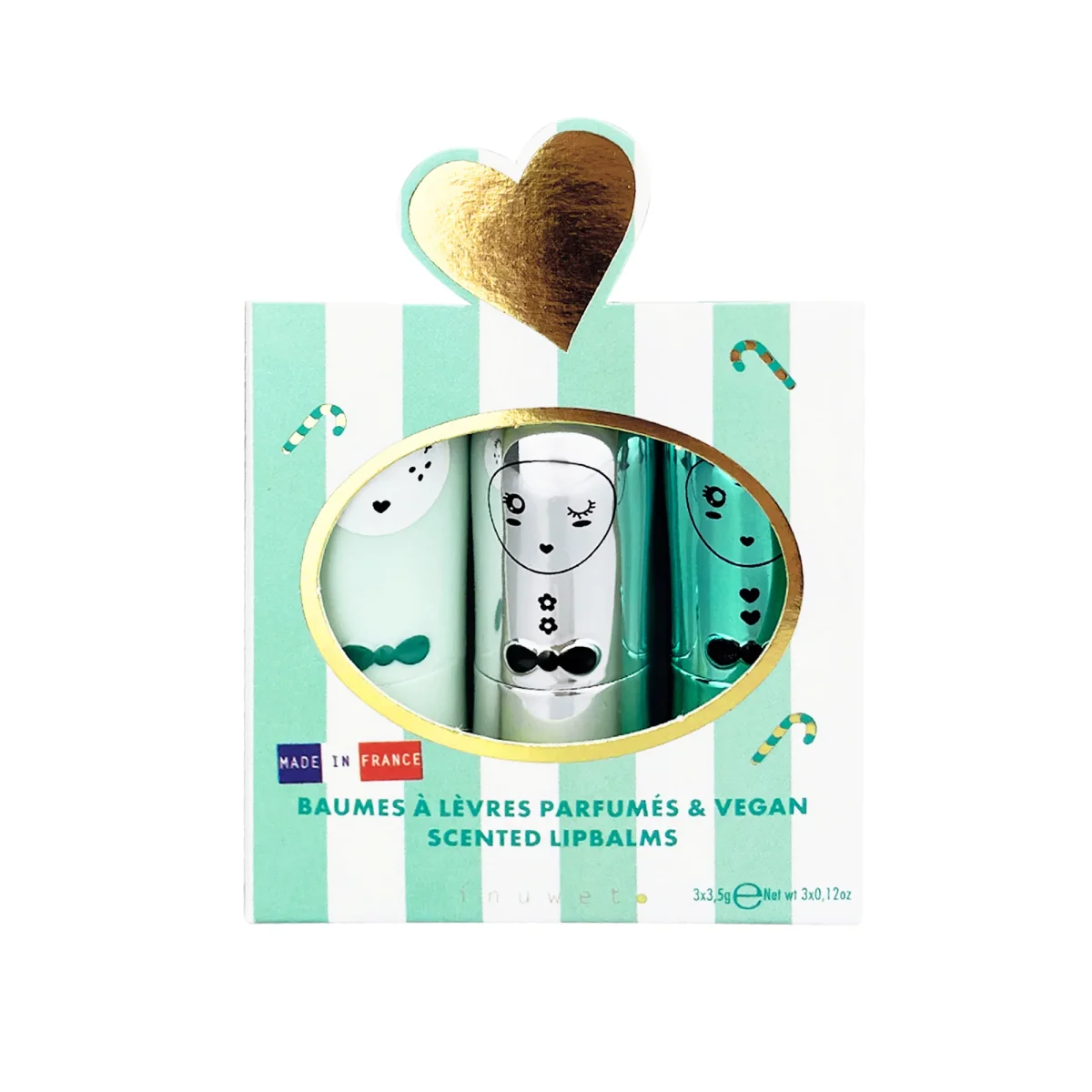 Pack de 3 Bálsamos Labiales Jingle Aqua (Manzana,Coco,Cupcake)- INUWET - Imagen 2