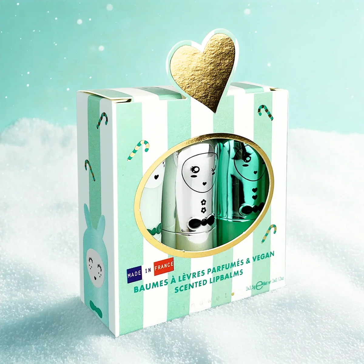 Pack de 3 Bálsamos Labiales Jingle Aqua (Manzana,Coco,Cupcake)- INUWET - Imagen 4