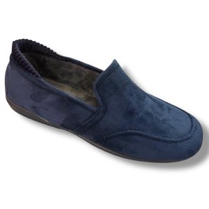 3023 Zapatilla para casa de caballero en suapel color azul, forro borreguillo, plantilla plumaflex.
