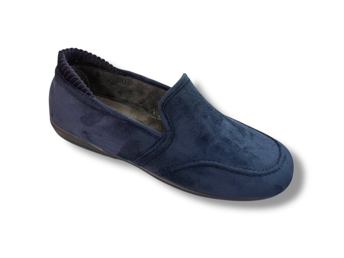 3023 Zapatilla para casa de caballero en suapel color azul, forro borreguillo, plantilla plumaflex.