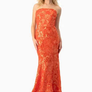 Vestido naranja strapless
