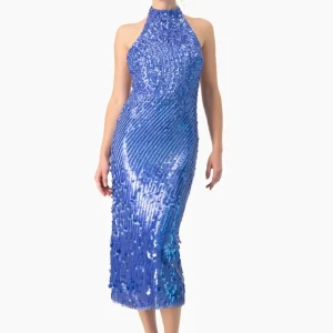 Vestido cuello halter azul