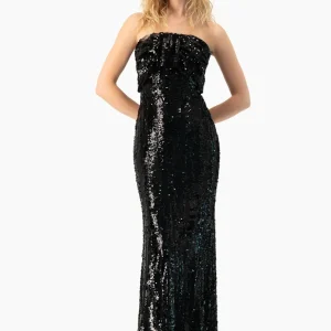 Vestido strapless con lentejuelas