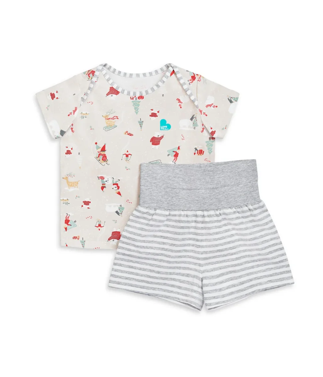 Conjunto de Pijama para Niños Manga Corta Algodón Beige Snow Party - Imagen 4