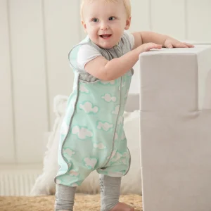 Pijama 0.2 TOG Algodón Orgánico Nubes Turquesa