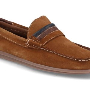 J3185 Mocasín de caballero en ante de piel de color Cuero hecho en España
