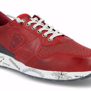 J3340 Casual de caballero sport en piel de color rojo hecho en España