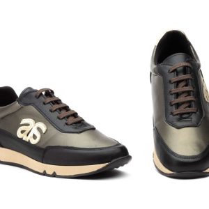 3444 Zapato casual para señora en piel de color negro combinado metal ( hecho en España)
