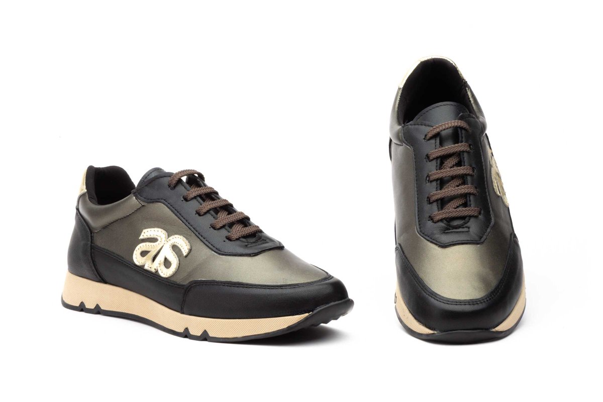 3444 Zapato casual para señora en piel de color negro combinado metal ( hecho en España) - Imagen 3