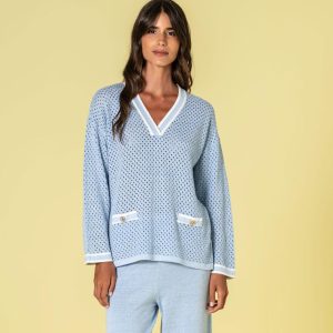 JERSEY CALADO AZUL CELESTE