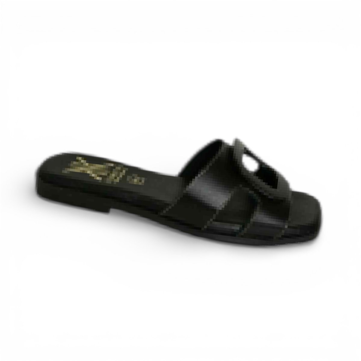 Sandalia plana en color negro de piel para mujer modelo 430 con adorno metálico - Imagen 3