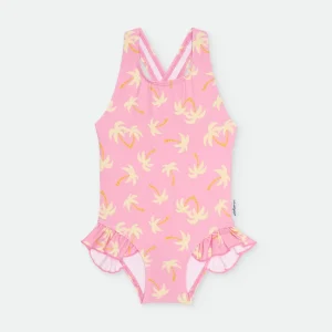 Bañador entero Rosa con Palmeras- WATERLEMON