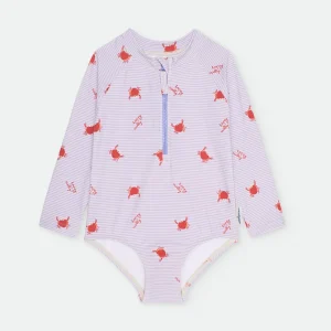 Bañador entero con mangas Niña Cangrejos- WATERLEMON