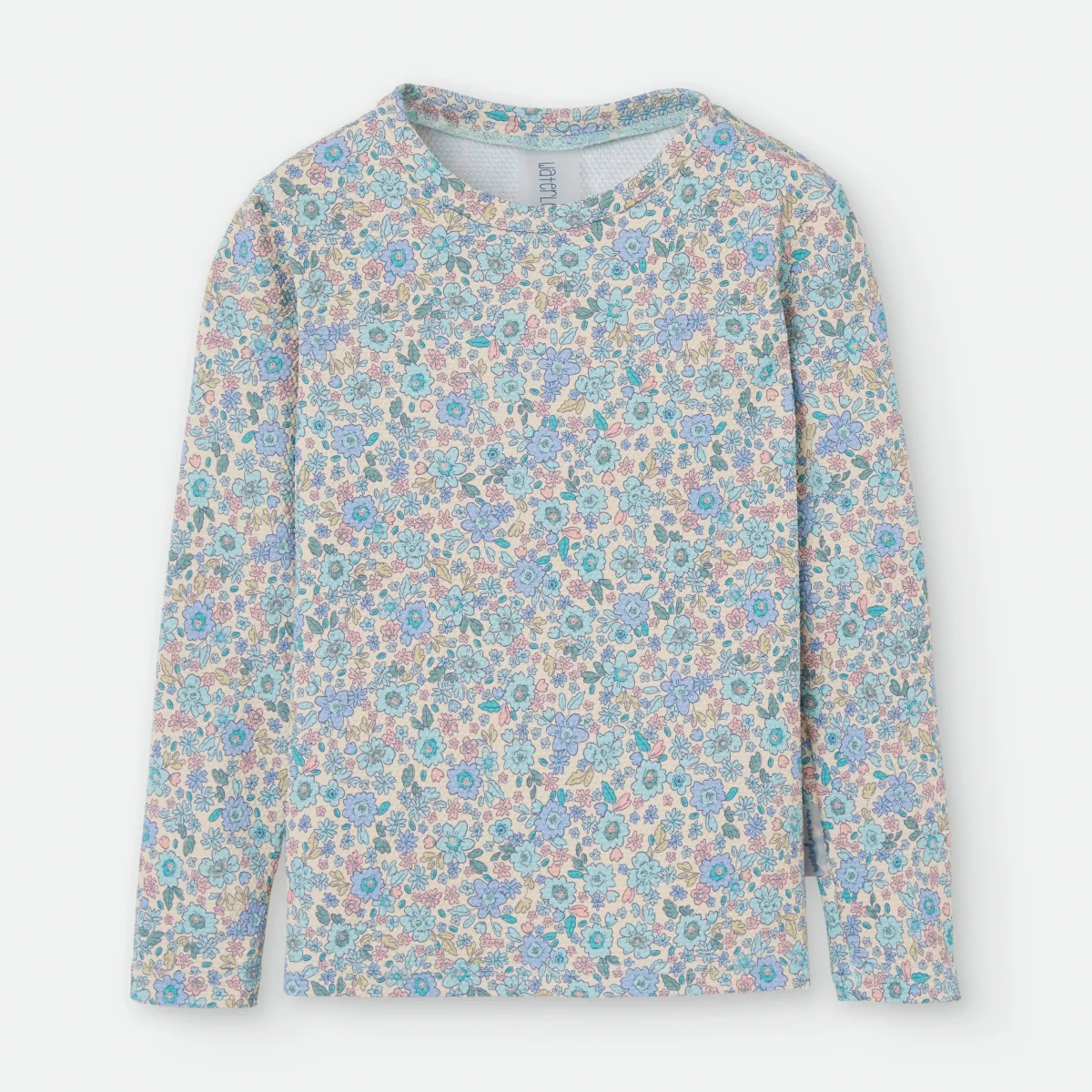 Camiseta Solar Manga Flores Azules- WATERLEMON