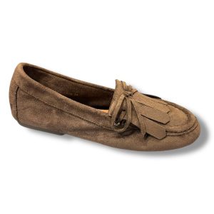 5556 Mocasín de señora en antelina de color marrón
