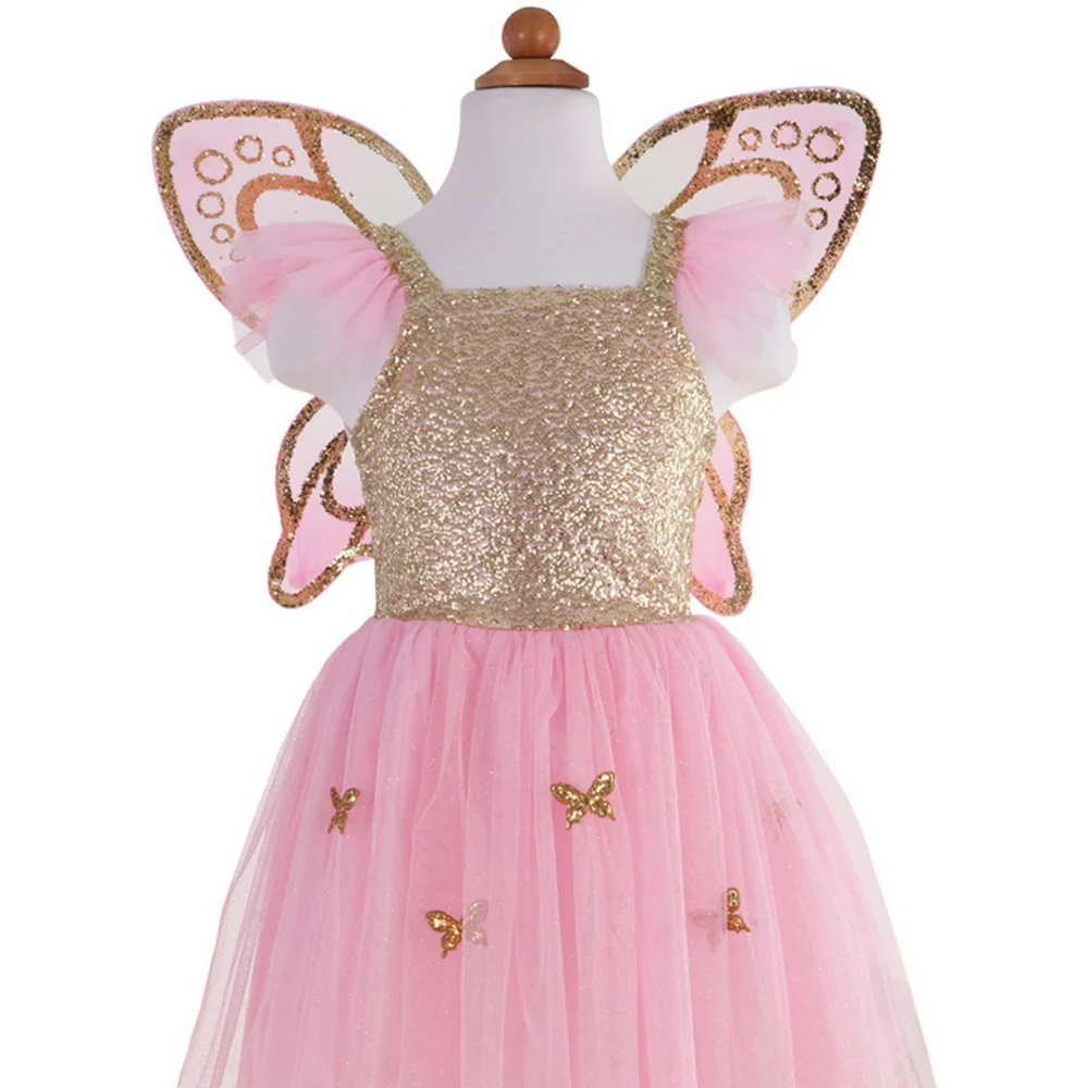 Disfraz de Mariposa dorado con alas de hada- GREAT PRETENDERS - Imagen 3