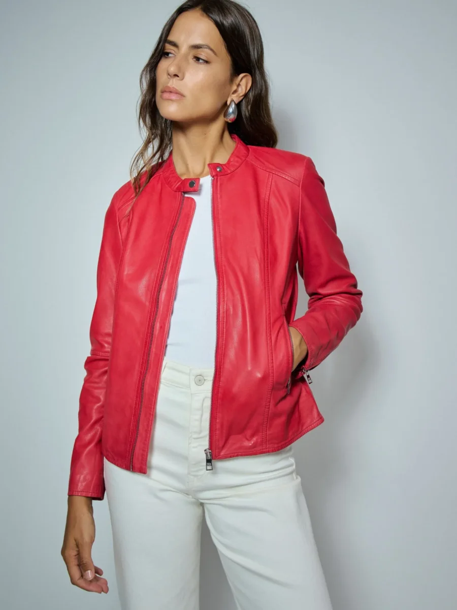 CAZADORA DE CUERO ROJO - Imagen 6