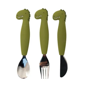 Cubiertos de 3 piezas de silicona Mr. Dino-TRIXIE
