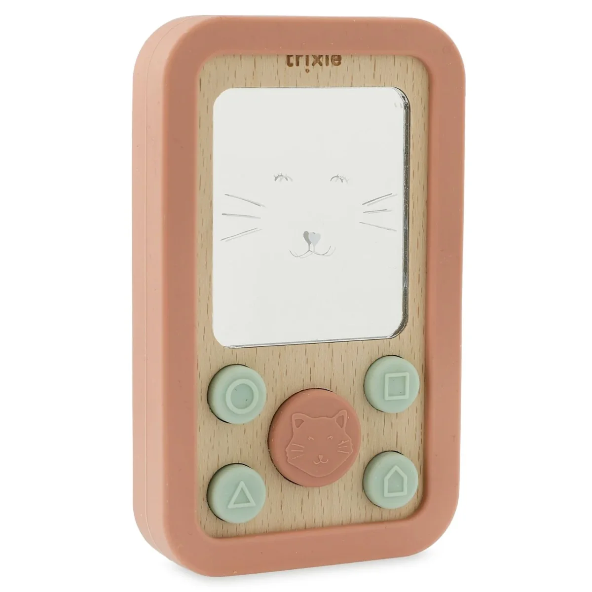 Teléfono de silicona ya madera para Bebés Mrs Cat-TRIXIE