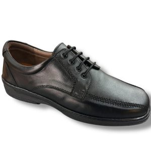 6987 Crispino tipo blucher para caballero en piel de color negro, piso cosido a mano ( hecho en España)