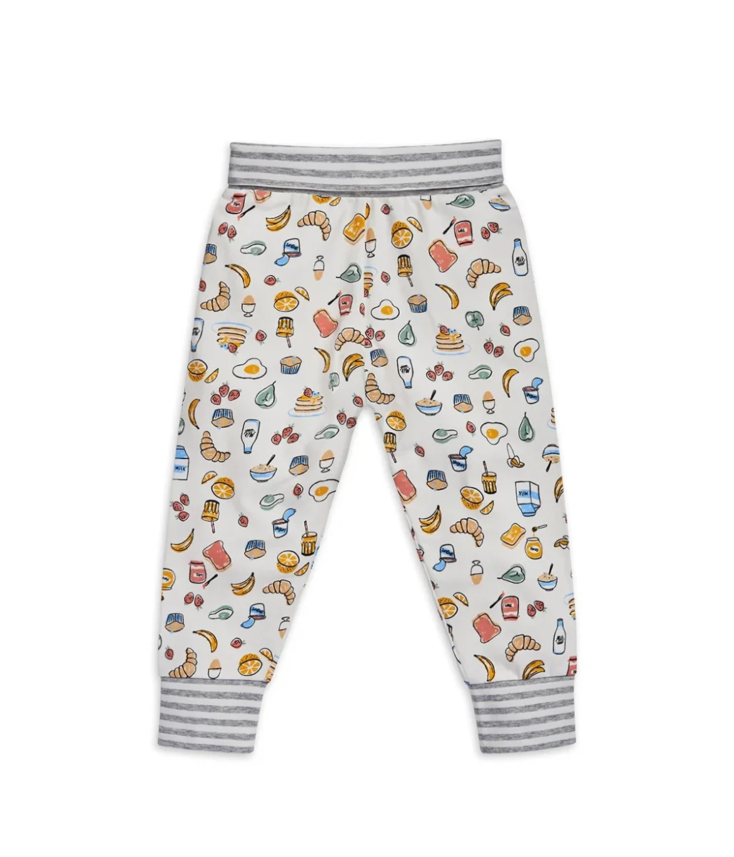 Conjunto de pijama para niños de manga larga de algodón blanco Desayuno - Imagen 8