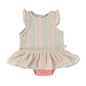 Romper de rayas multicolor con culote - PETIT INDI