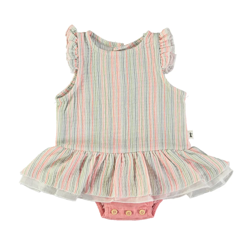 Romper de rayas multicolor con culote - PETIT INDI