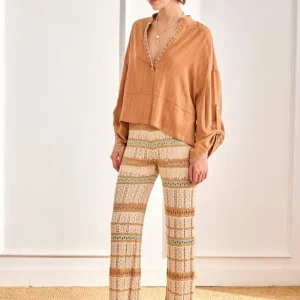 BLUSA OVERSIZED LINO MAO RAYA DIPLOMÁTICA TOT CAMEL