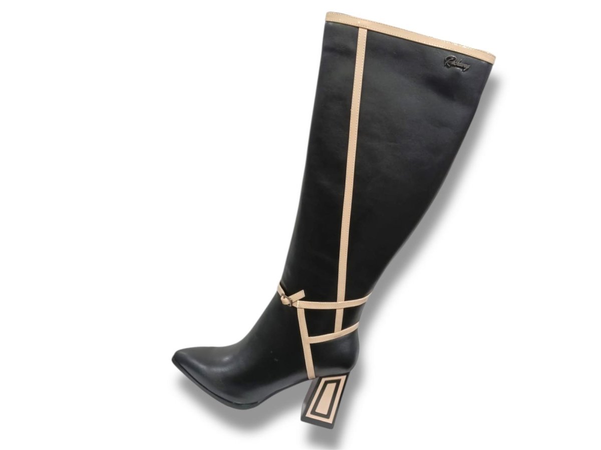 84576 A Bota de señora caña alta material vegano en color negro elegant boot con cremallera lateral. - Imagen 3