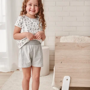Conjunto de Pijama Infantil Manga Corta Algodón Conejito Blanco