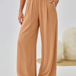 PANTALÓN LINO RAYA DIPLOMÁTICA MUT CAMEL