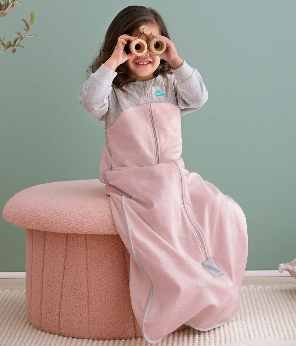 Saco de dormir manga larga 1.0 TOG algodón orgánico Rosa - Imagen 6