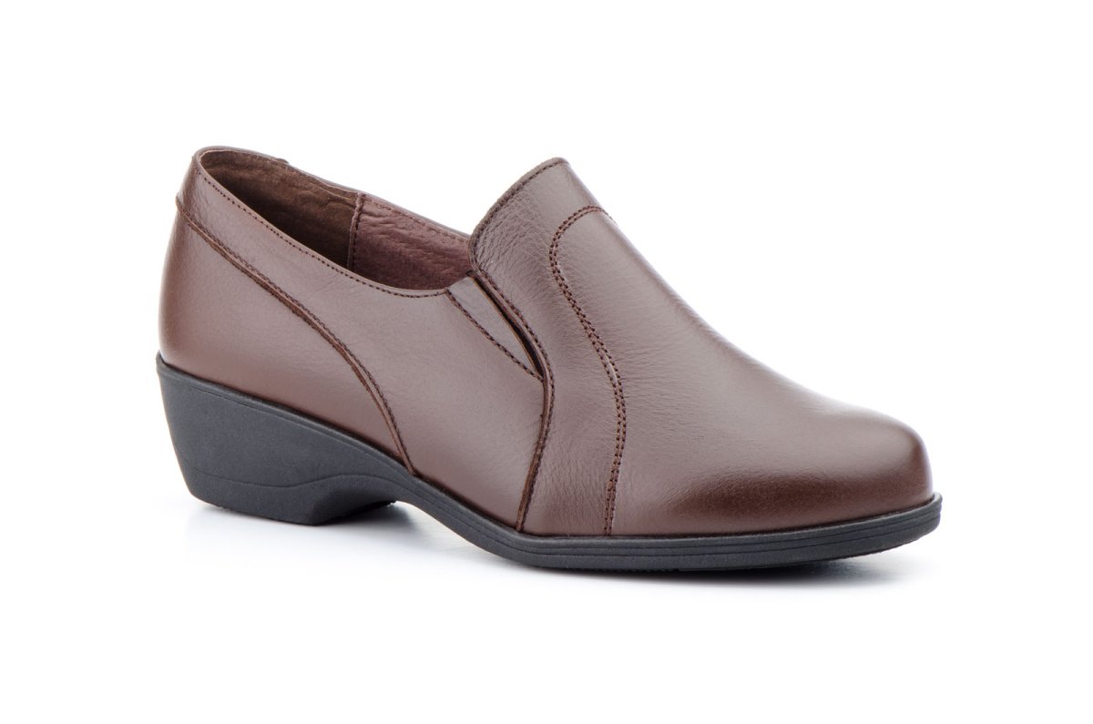 AT 626 Mocasín para señora en piel con cuña baja de color marrón ( hecho en España) - Imagen 2