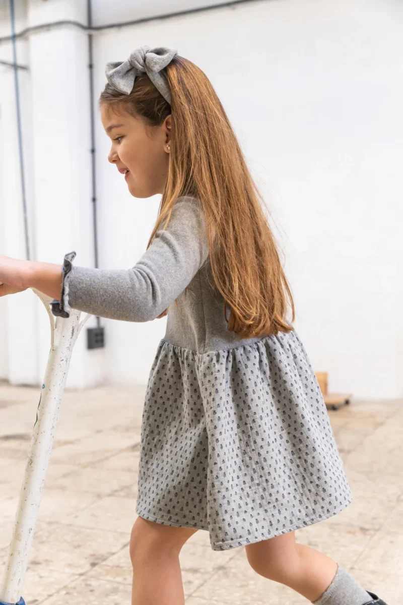 Vestido gris espiga - PETIT INDI - Imagen 3