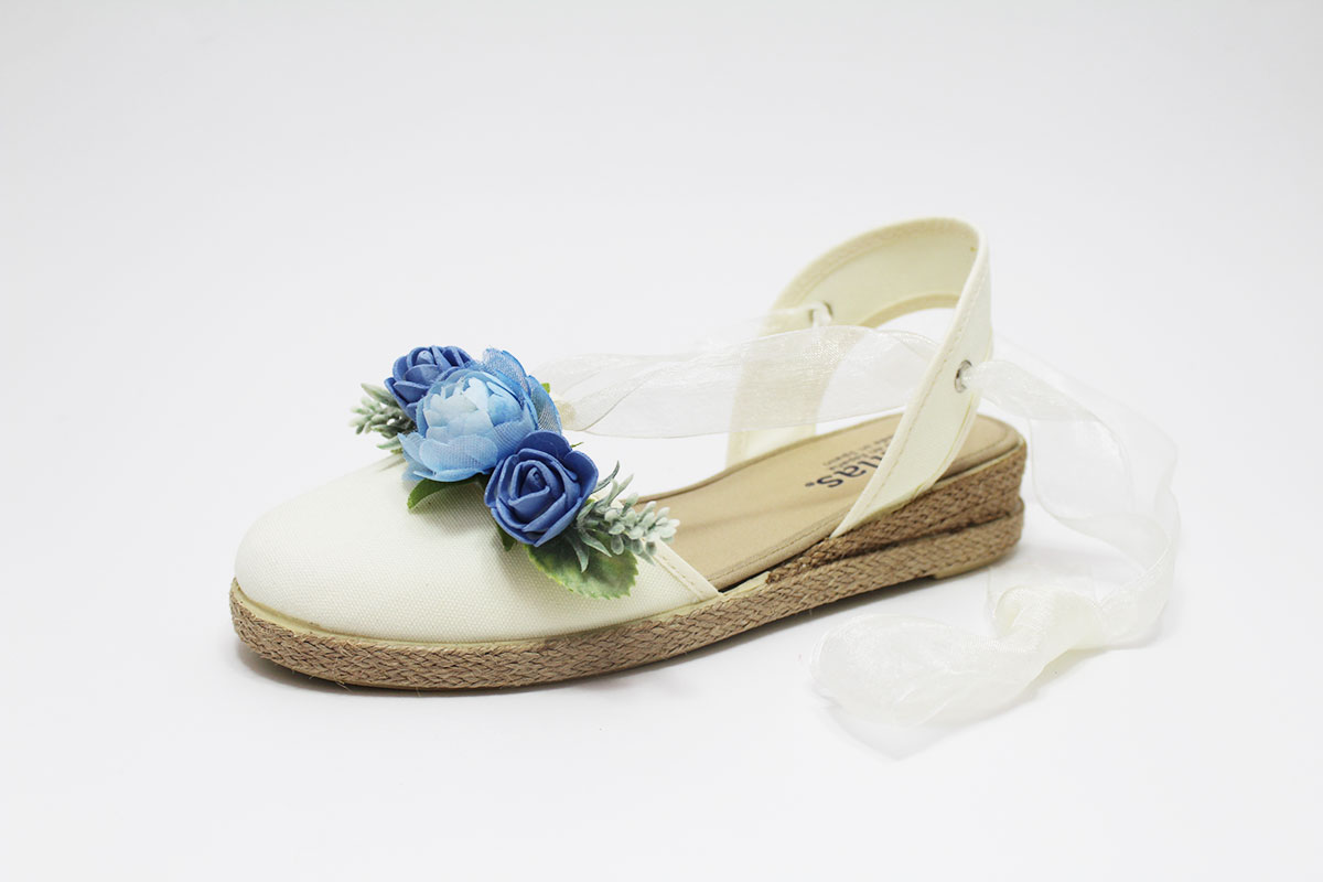 Alpargata cintas flor azul niña