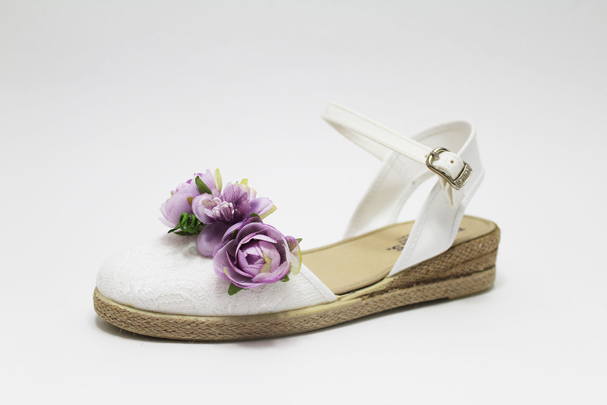 Alpargata bordado flores malva ceremonia - Imagen 7
