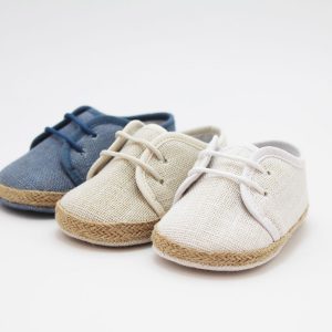 Alpargatas bebé cordones lino